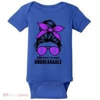 Messy Bun Alzheimer’s Warrior Unbreakable Awareness Month Gift Baby Bodysuit thumb 0