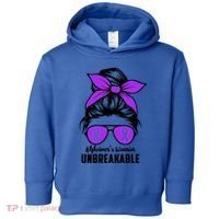 Messy Bun Alzheimer’s Warrior Unbreakable Awareness Month Gift Toddler Hoodie thumb 0