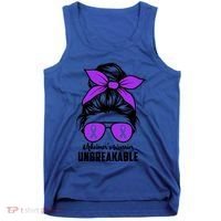 Messy Bun Alzheimer’s Warrior Unbreakable Awareness Month Gift Tank Top thumb 0