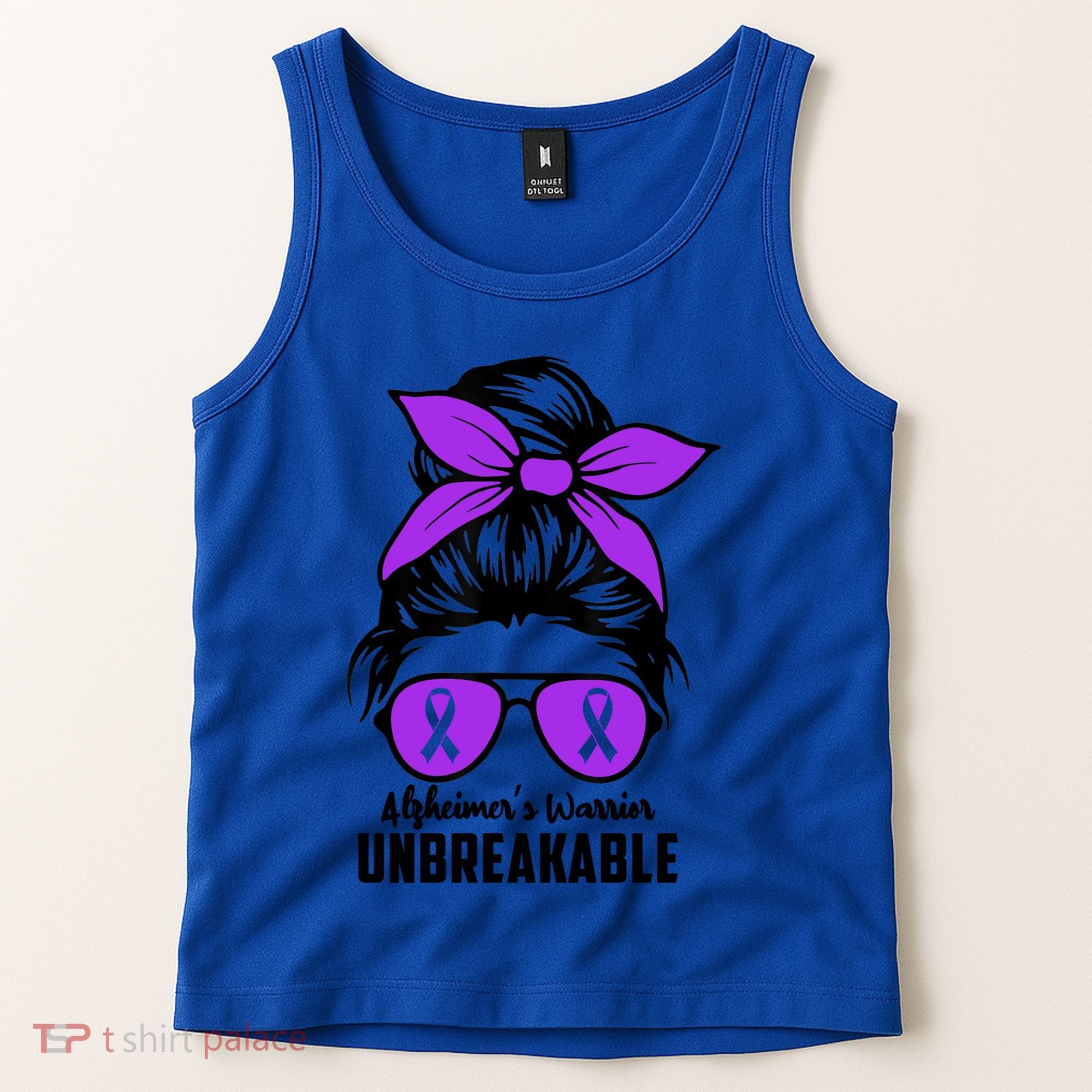 Messy Bun Alzheimer’s Warrior Unbreakable Awareness Month Gift Tank Top
