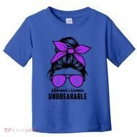 Messy Bun Alzheimer’s Warrior Unbreakable Awareness Month Gift Toddler T-Shirt thumb 0