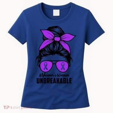 Messy Bun Alzheimer’s Warrior Unbreakable Awareness Month Gift Women's T-Shirt