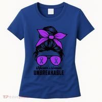 Messy Bun Alzheimer’s Warrior Unbreakable Awareness Month Gift Women's T-Shirt thumb 0