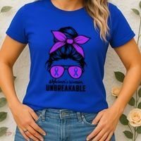 Messy Bun Alzheimer’s Warrior Unbreakable Awareness Month Gift Women's T-Shirt thumb 2
