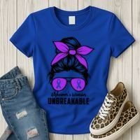 Messy Bun Alzheimer’s Warrior Unbreakable Awareness Month Gift Women's T-Shirt thumb 3