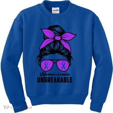 Messy Bun Alzheimer’s Warrior Unbreakable Awareness Month Gift Kids Sweatshirt