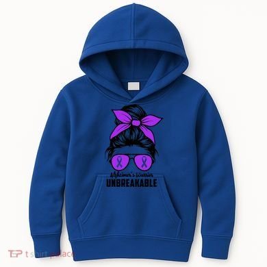 Messy Bun Alzheimer’s Warrior Unbreakable Awareness Month Gift Kids Hoodie