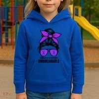 Messy Bun Alzheimer’s Warrior Unbreakable Awareness Month Gift Kids Hoodie thumb 3