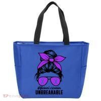 Messy Bun Alzheimer’s Warrior Unbreakable Awareness Month Gift Tote Bag thumb 0