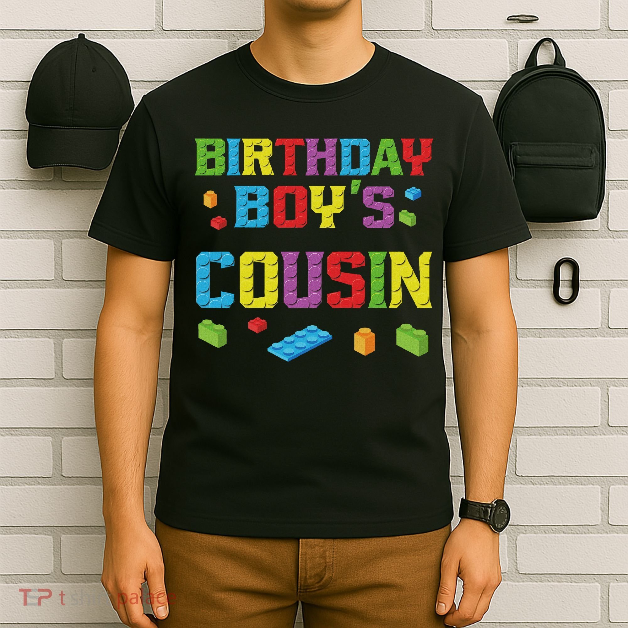 Master Builder Birthday Boy's Cousin Building Bricks Blocks T-Shirt