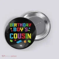 Master Builder Birthday Boy's Cousin Building Bricks Blocks Button thumb 0