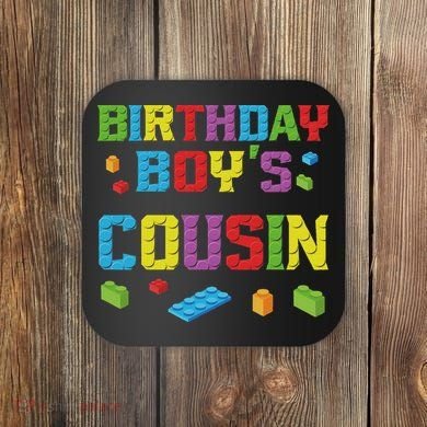 Master Builder Birthday Boy's Cousin Building Bricks Blocks Coaster