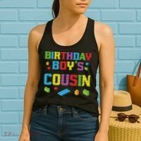Master Builder Birthday Boy's Cousin Building Bricks Blocks Women's Tank Top thumb 2