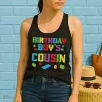 Master Builder Birthday Boy's Cousin Building Bricks Blocks Women's Tank Top thumb 2