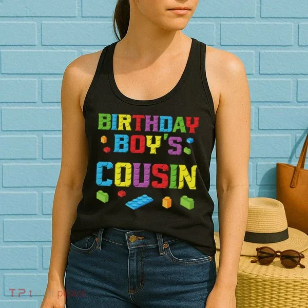 Master Builder Birthday Boy's Cousin Building Bricks Blocks Women's Tank Top