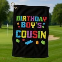 Master Builder Birthday Boy's Cousin Building Bricks Blocks Golf Towel thumb 1