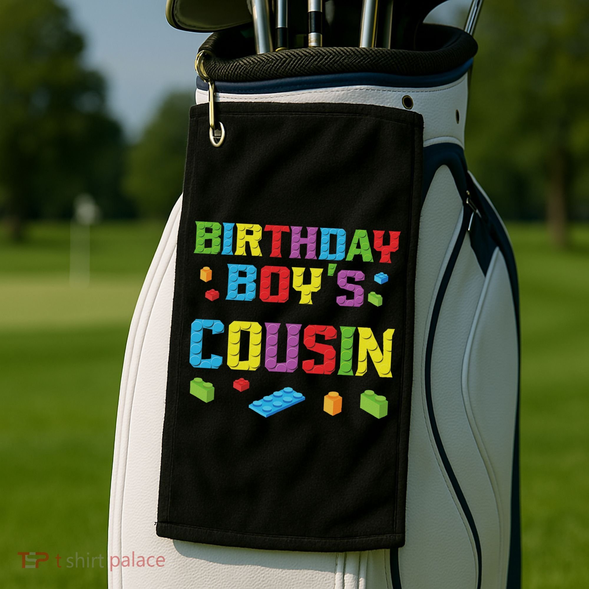 Master Builder Birthday Boy's Cousin Building Bricks Blocks Golf Towel