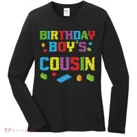 Master Builder Birthday Boy's Cousin Building Bricks Blocks Women's Long Sleeve Shirt thumb 0