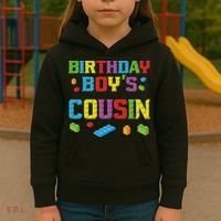 Master Builder Birthday Boy's Cousin Building Bricks Blocks Kids Hoodie thumb 3