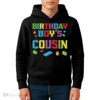 Master Builder Birthday Boy's Cousin Building Bricks Blocks Kids Hoodie thumb 4