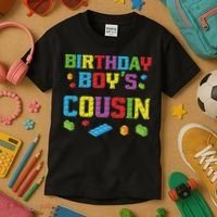 Master Builder Birthday Boy's Cousin Building Bricks Blocks Kids T-Shirt thumb 3