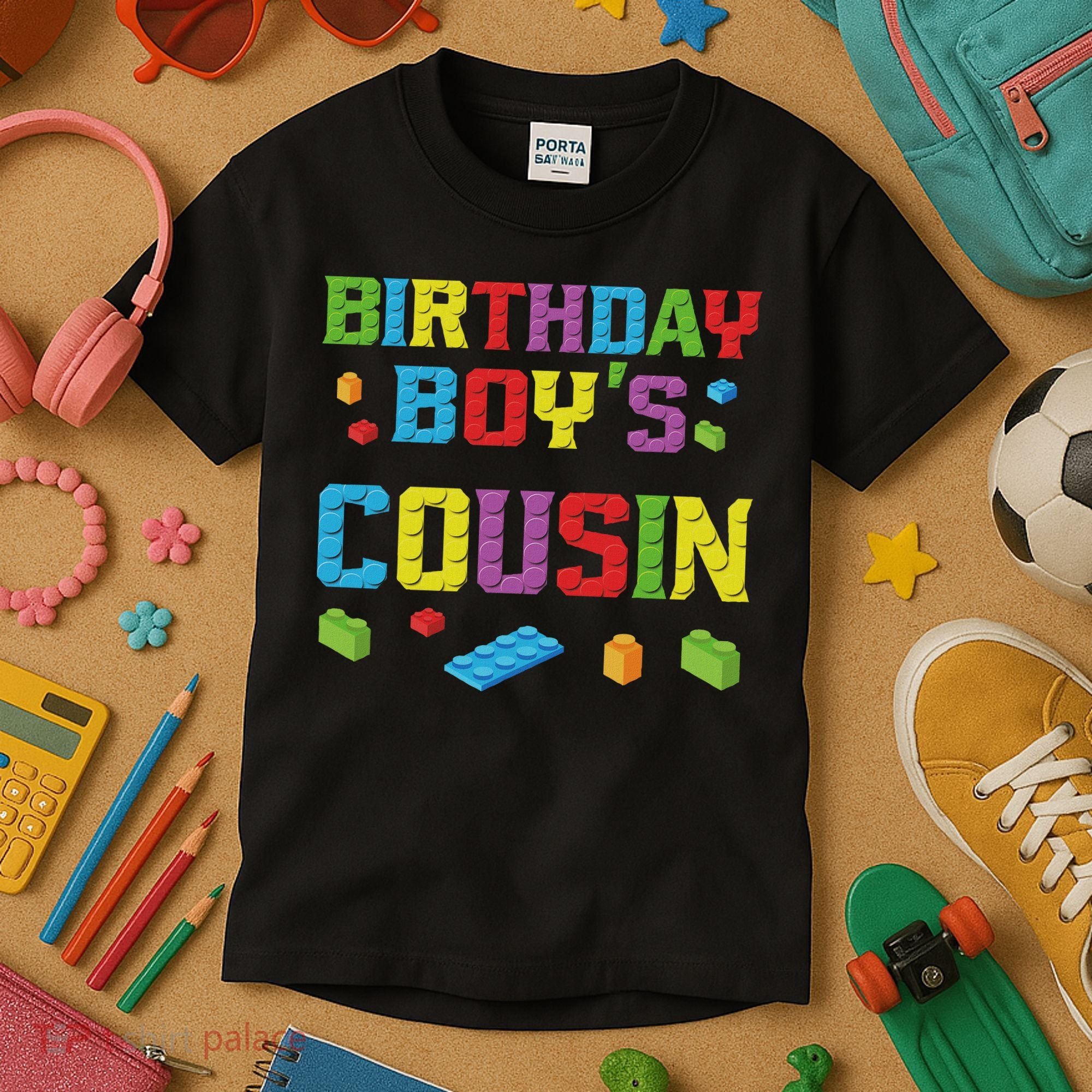 Master Builder Birthday Boy's Cousin Building Bricks Blocks Kids T-Shirt