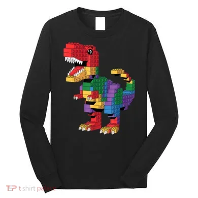 Master Builder Building Bricks Dinosaur T-Rex Long Sleeve Shirt