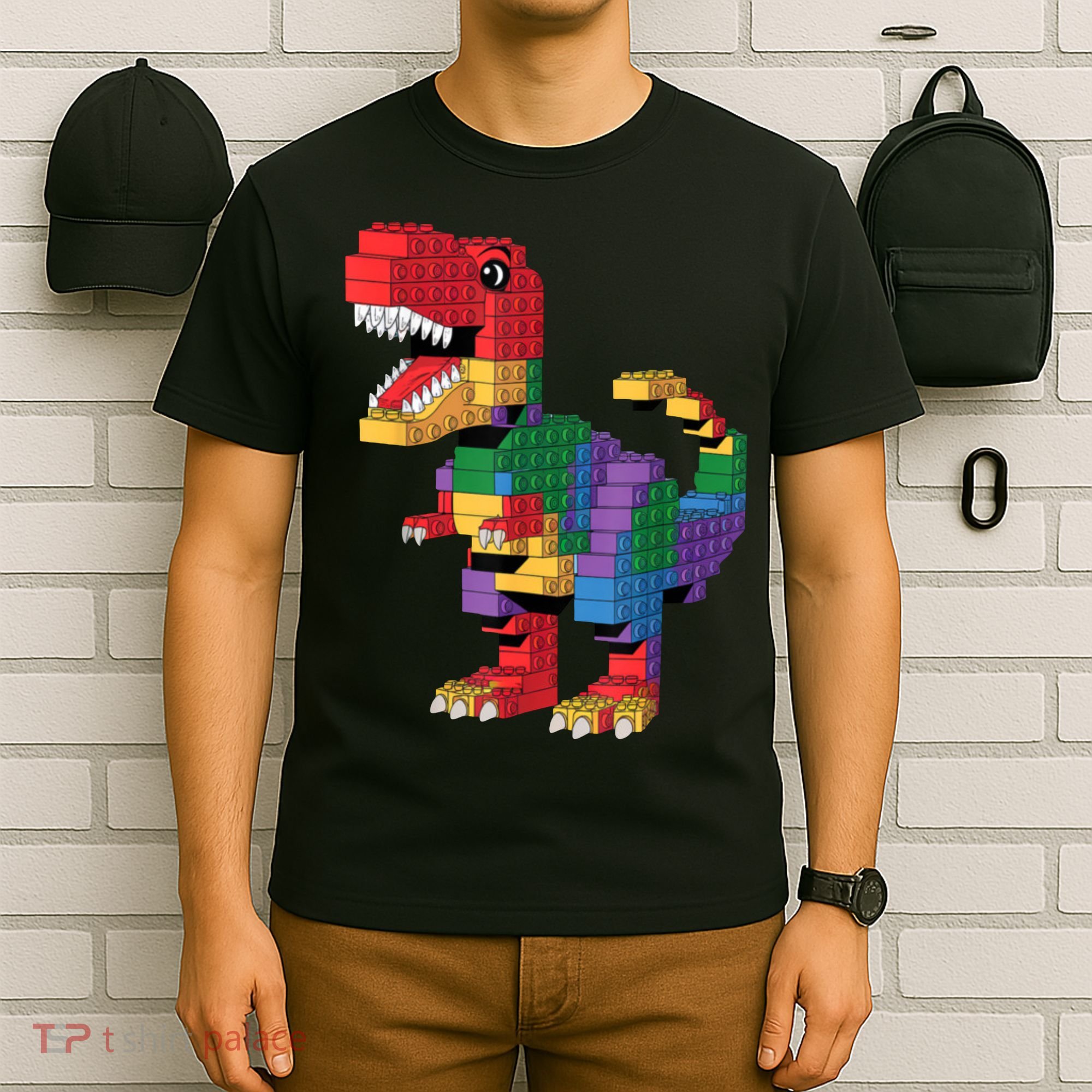 Master Builder Building Bricks Dinosaur T-Rex T-Shirt