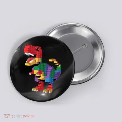 Master Builder Building Bricks Dinosaur T-Rex Button