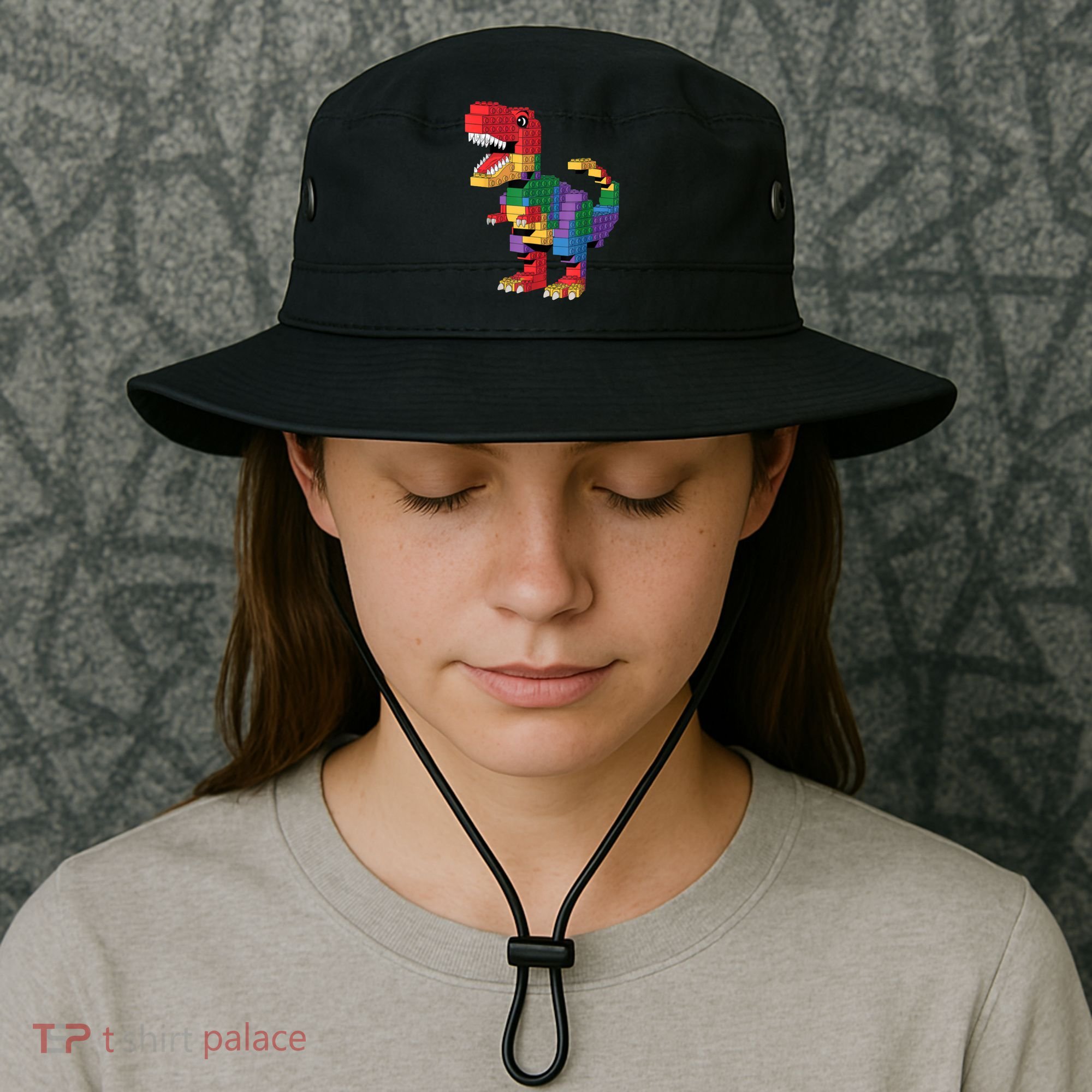 Master Builder Building Bricks Dinosaur T-Rex Bucket Hat