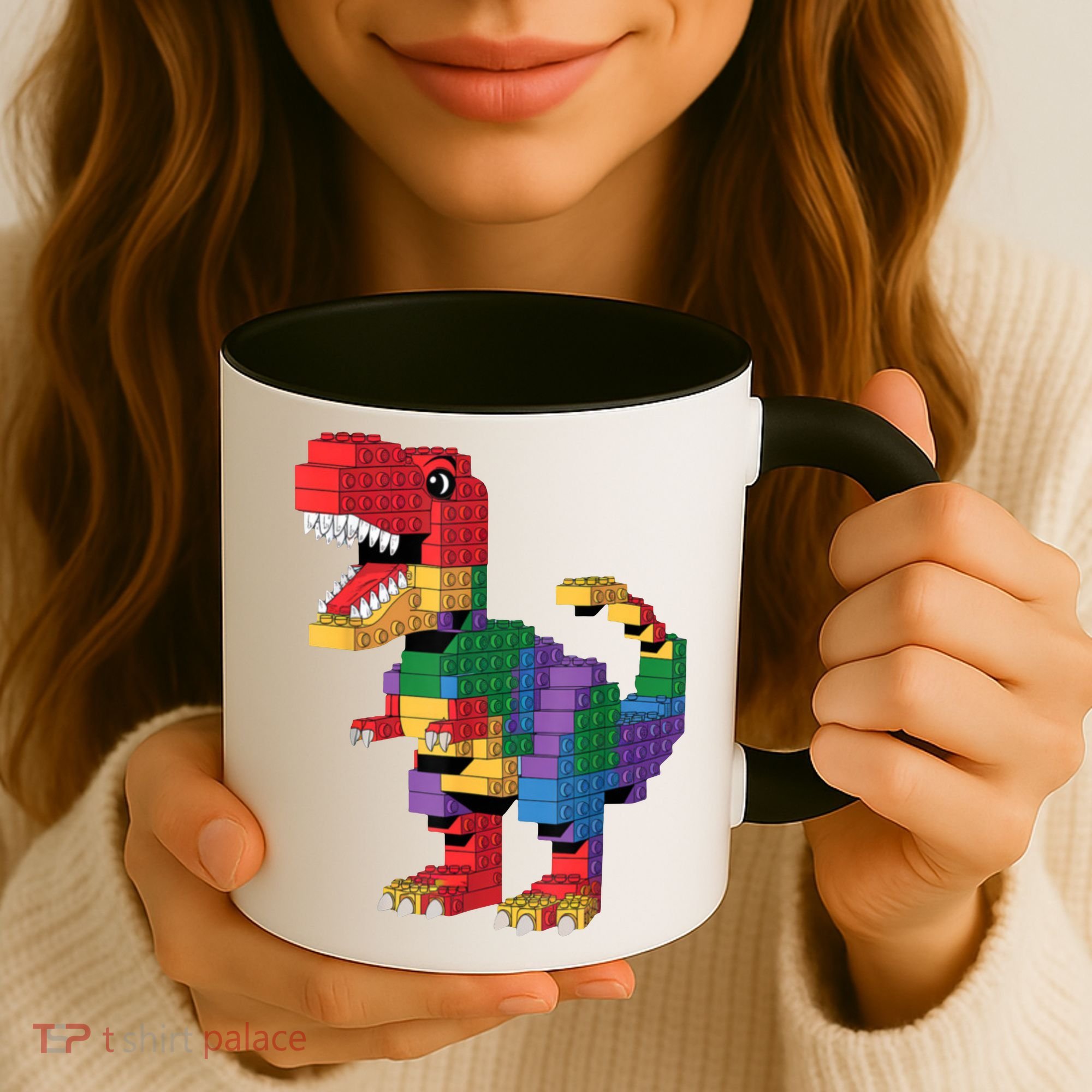 Master Builder Building Bricks Dinosaur T-Rex Coffee Mug
