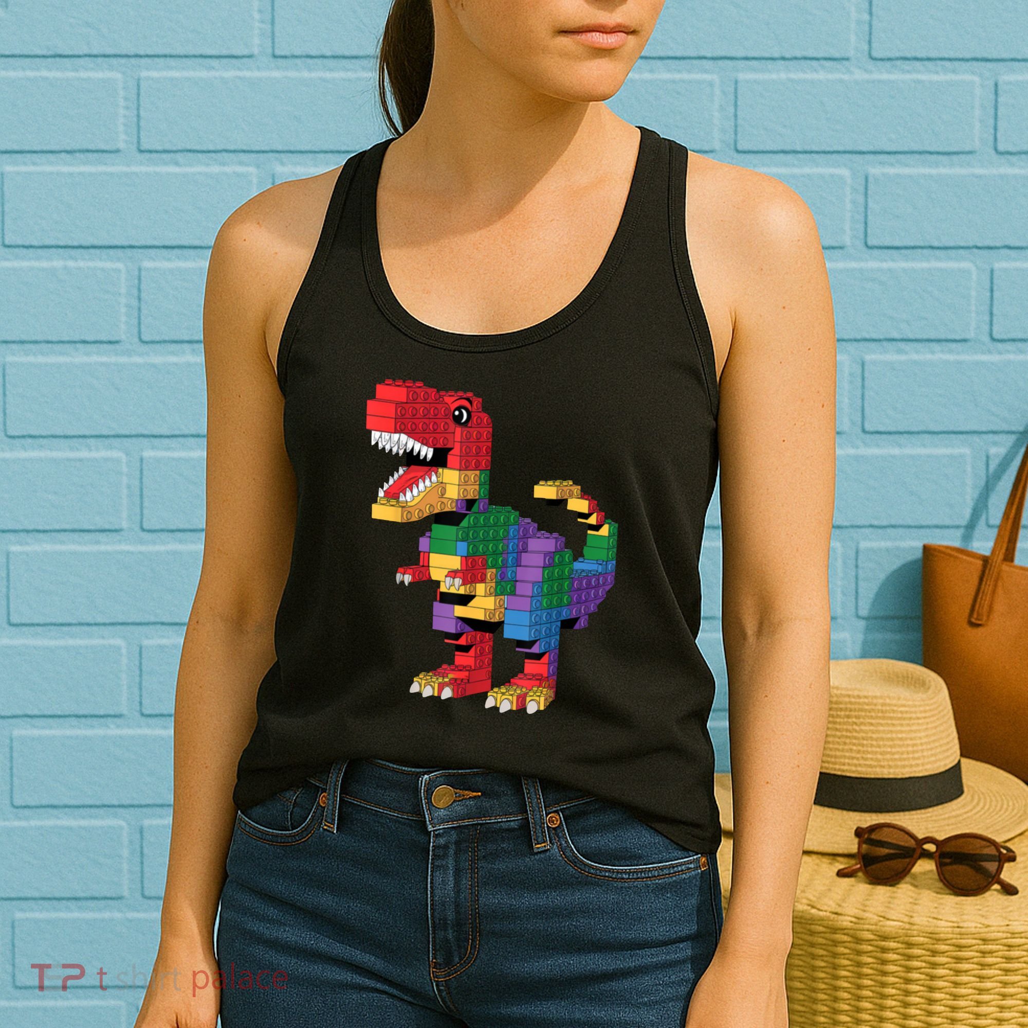 Master Builder Building Bricks Dinosaur T-Rex Women's Tank Top