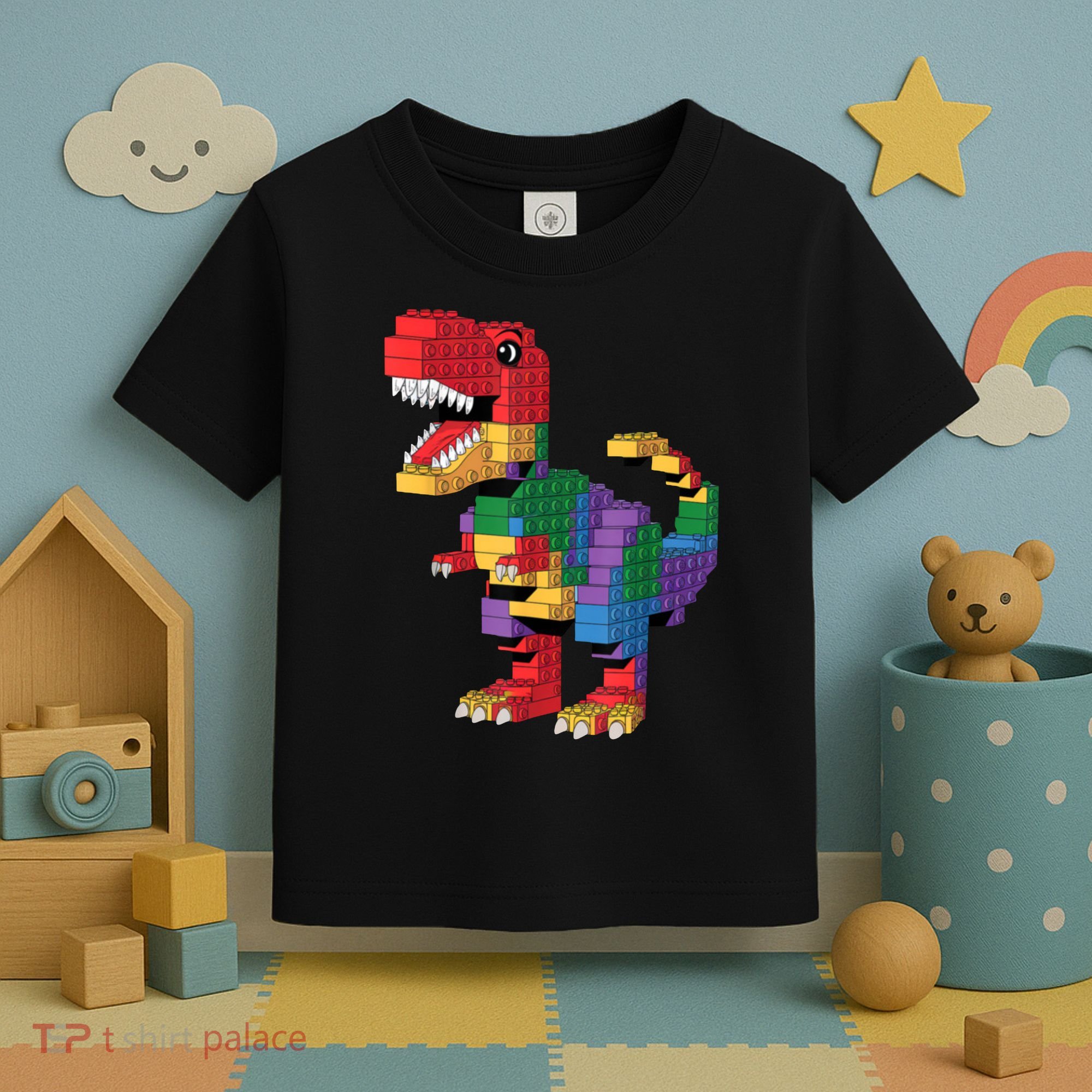 Master Builder Building Bricks Dinosaur T-Rex Toddler T-Shirt