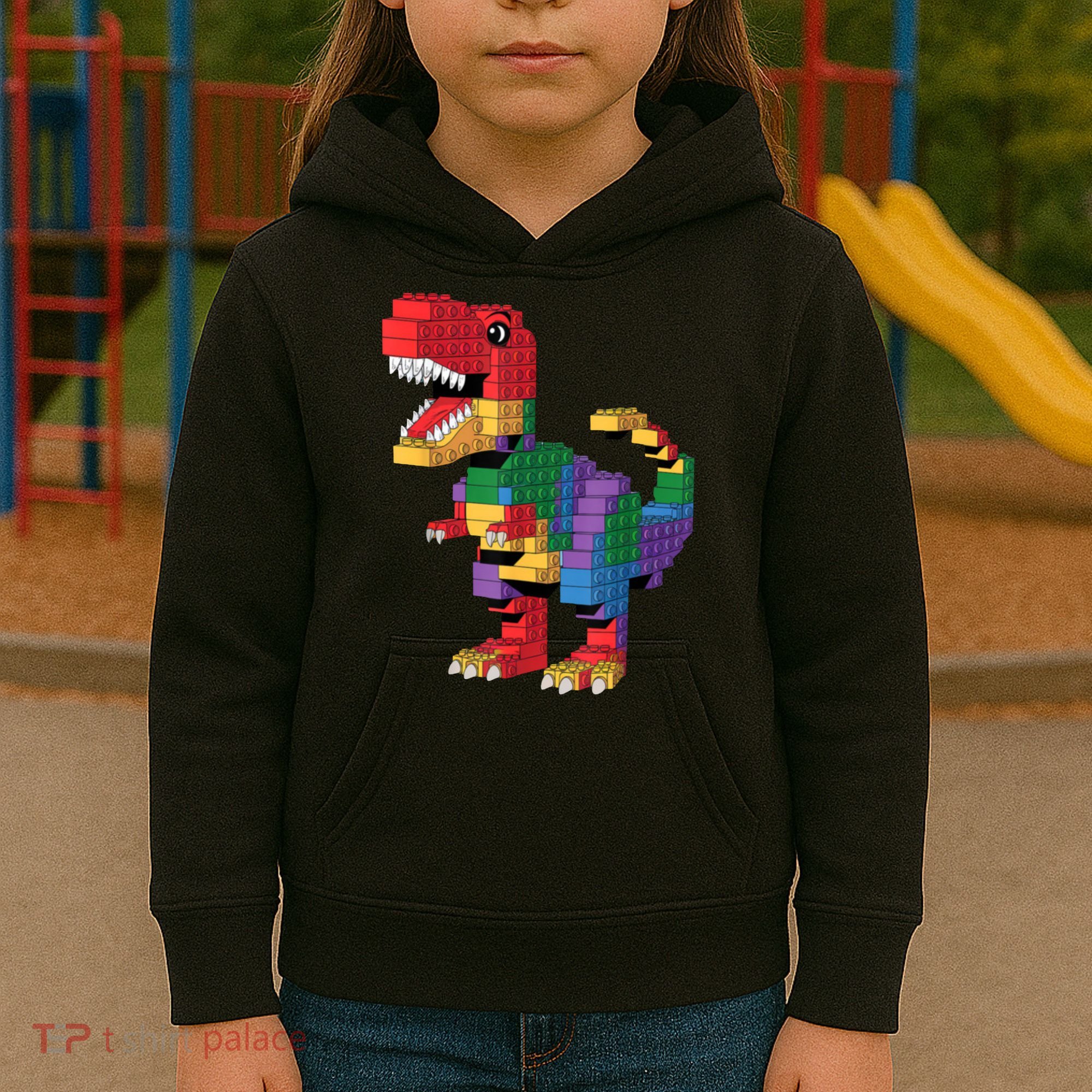 Master Builder Building Bricks Dinosaur T-Rex Kids Hoodie