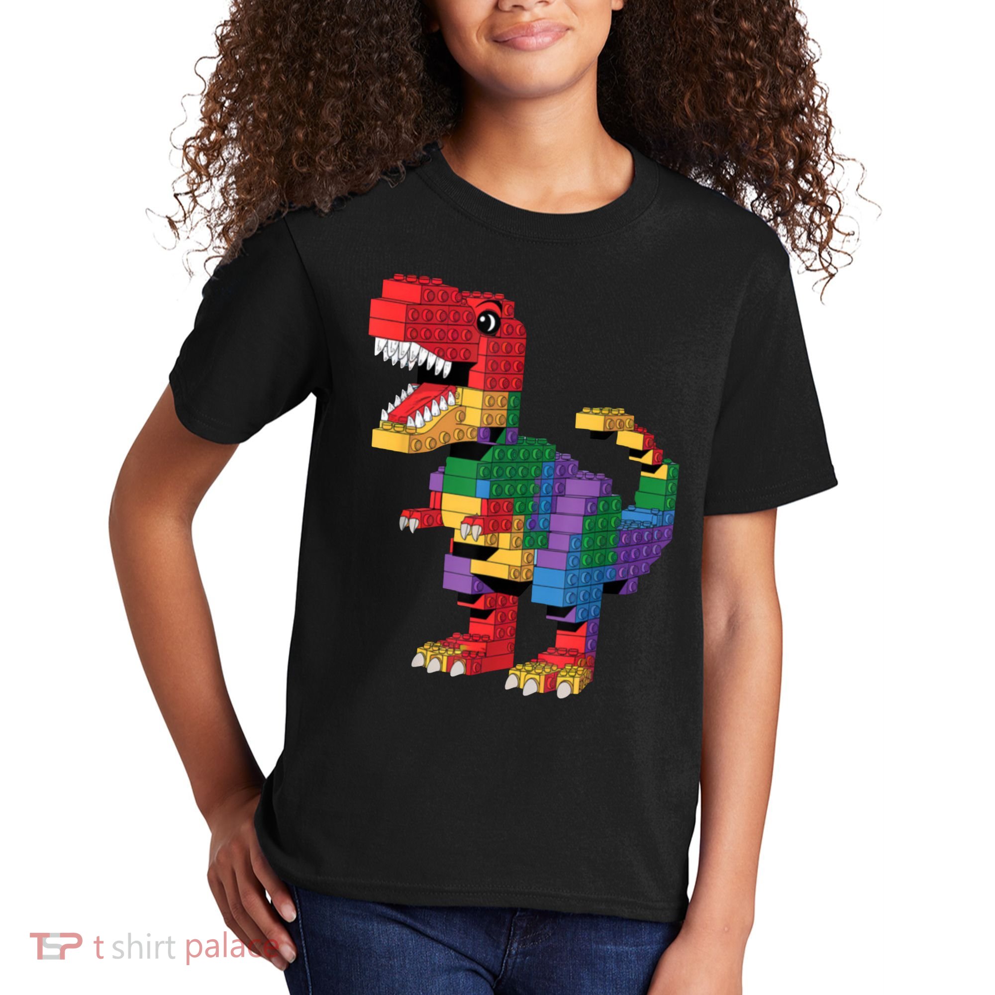 Master Builder Building Bricks Dinosaur T-Rex Kids T-Shirt