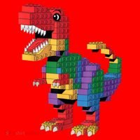 Master Builder Building Bricks Dinosaur T-Rex Santa Hat thumb 1
