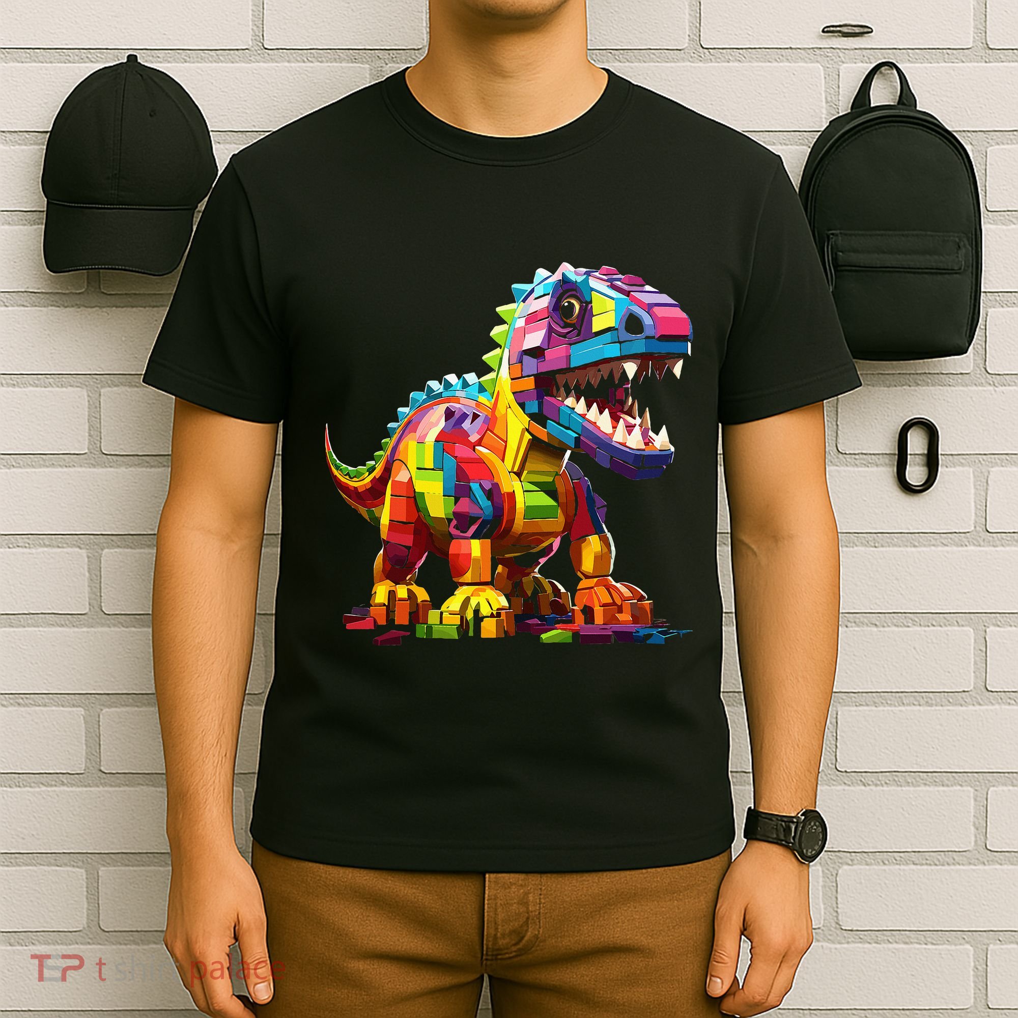 Master Builder Bricks Blocks Play Toys Dinosaur T-Shirt