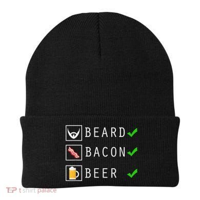 Mens Beard Bacon Beer Funny Checklist Design Beanie