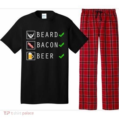 Mens Beard Bacon Beer Funny Checklist Design Pajama Set