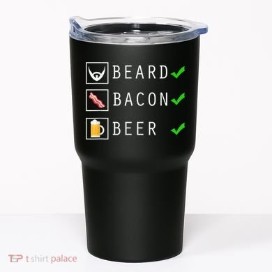 Mens Beard Bacon Beer Funny Checklist Design Tumbler