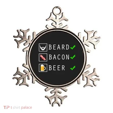 Mens Beard Bacon Beer Funny Checklist Design Ornament