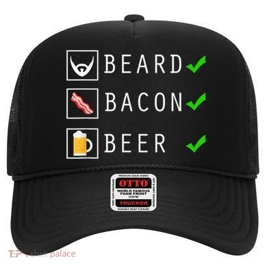 Mens Beard Bacon Beer Funny Checklist Design Hat