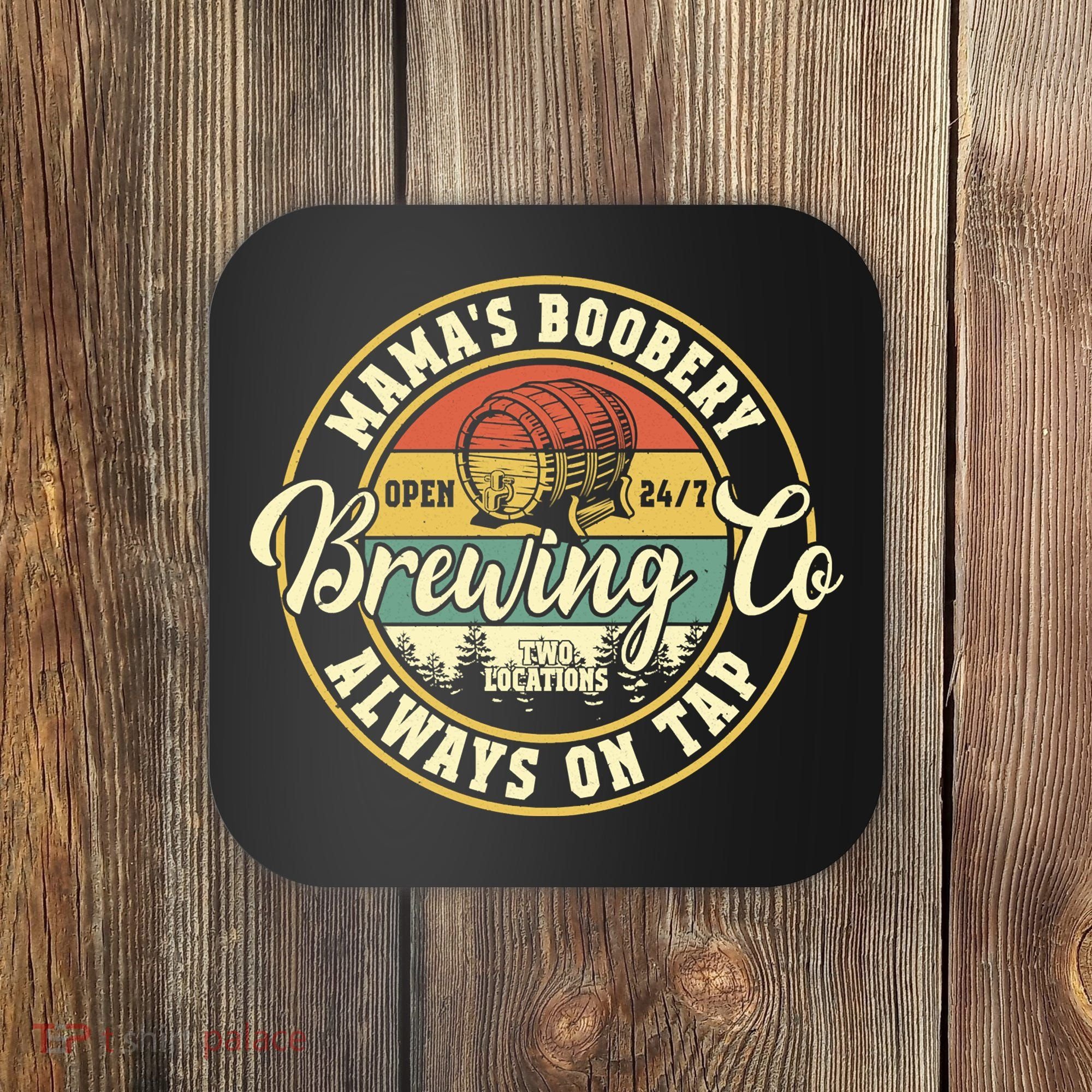 Mama Boobery Breastfeeding Brewery New Mom Brewing Co Retro Coaster