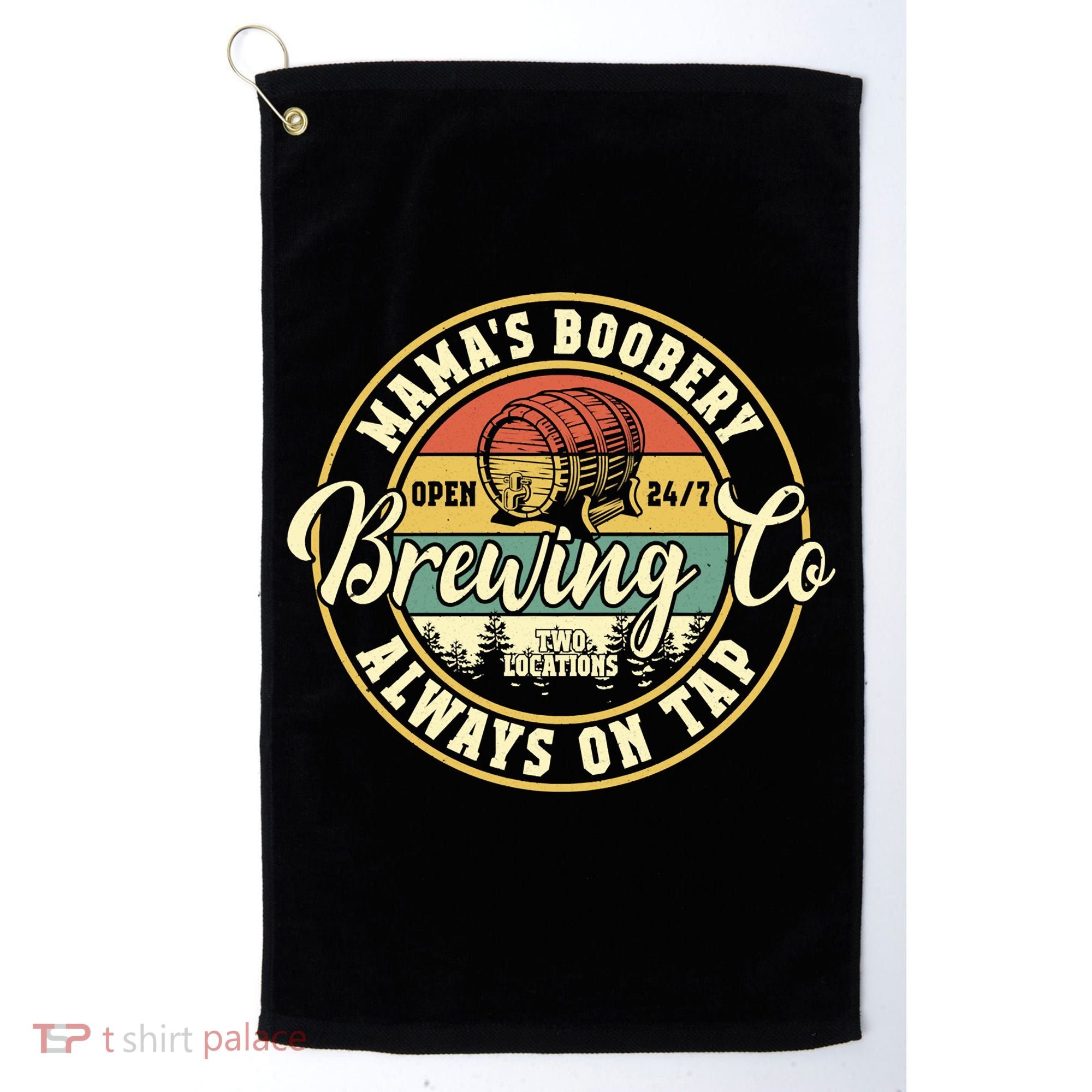 Mama Boobery Breastfeeding Brewery New Mom Brewing Co Retro Golf Towel