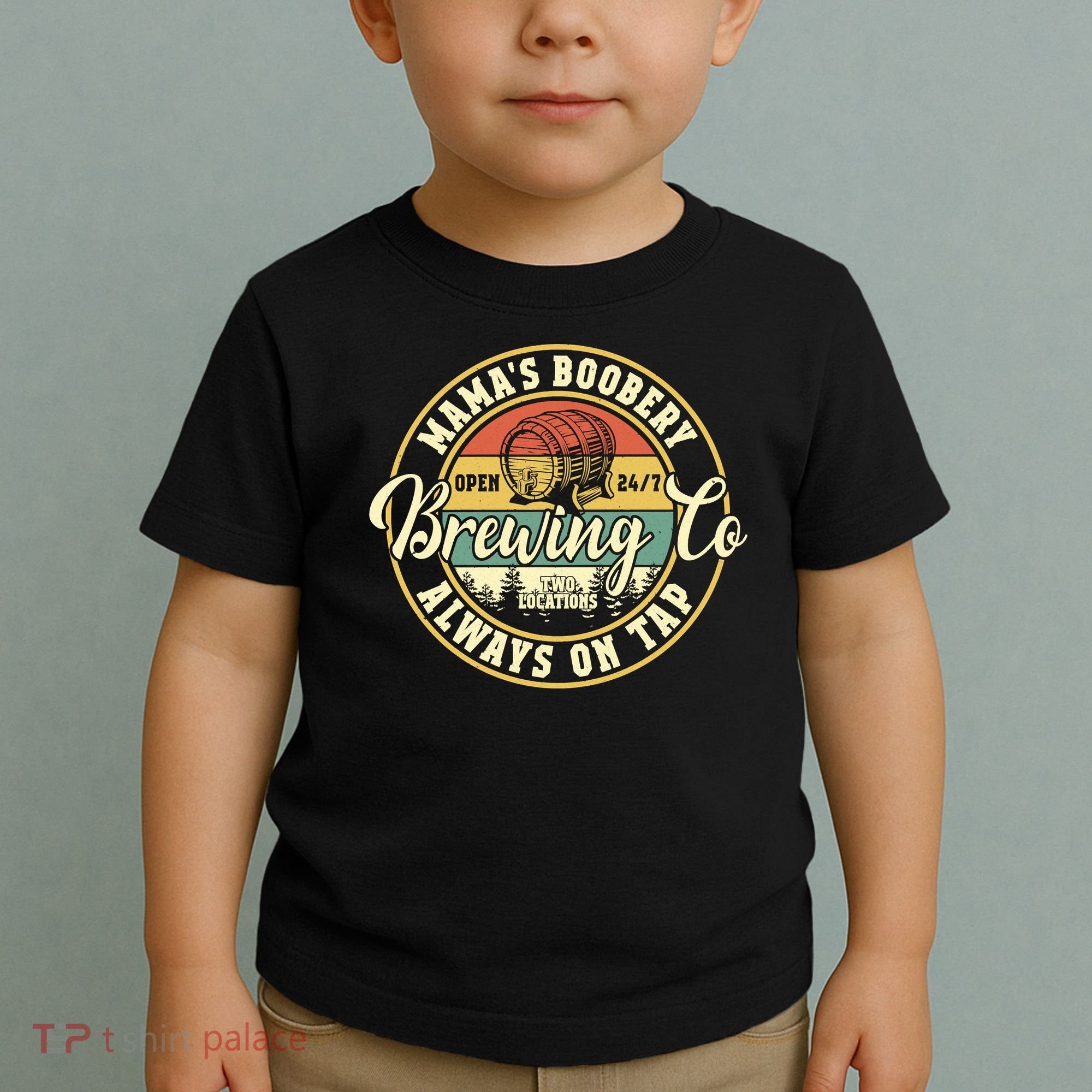 Mama Boobery Breastfeeding Brewery New Mom Brewing Co Retro Toddler T-Shirt