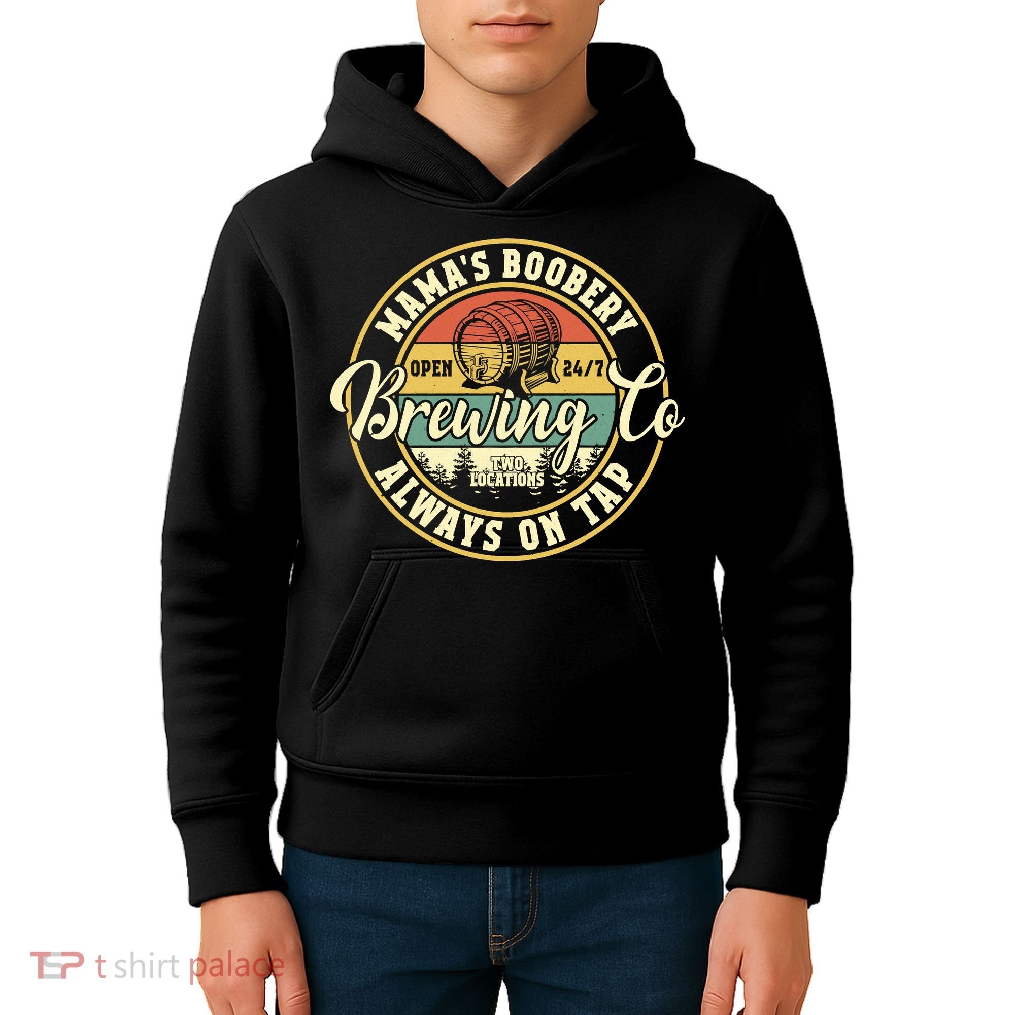 Mama Boobery Breastfeeding Brewery New Mom Brewing Co Retro Kids Hoodie