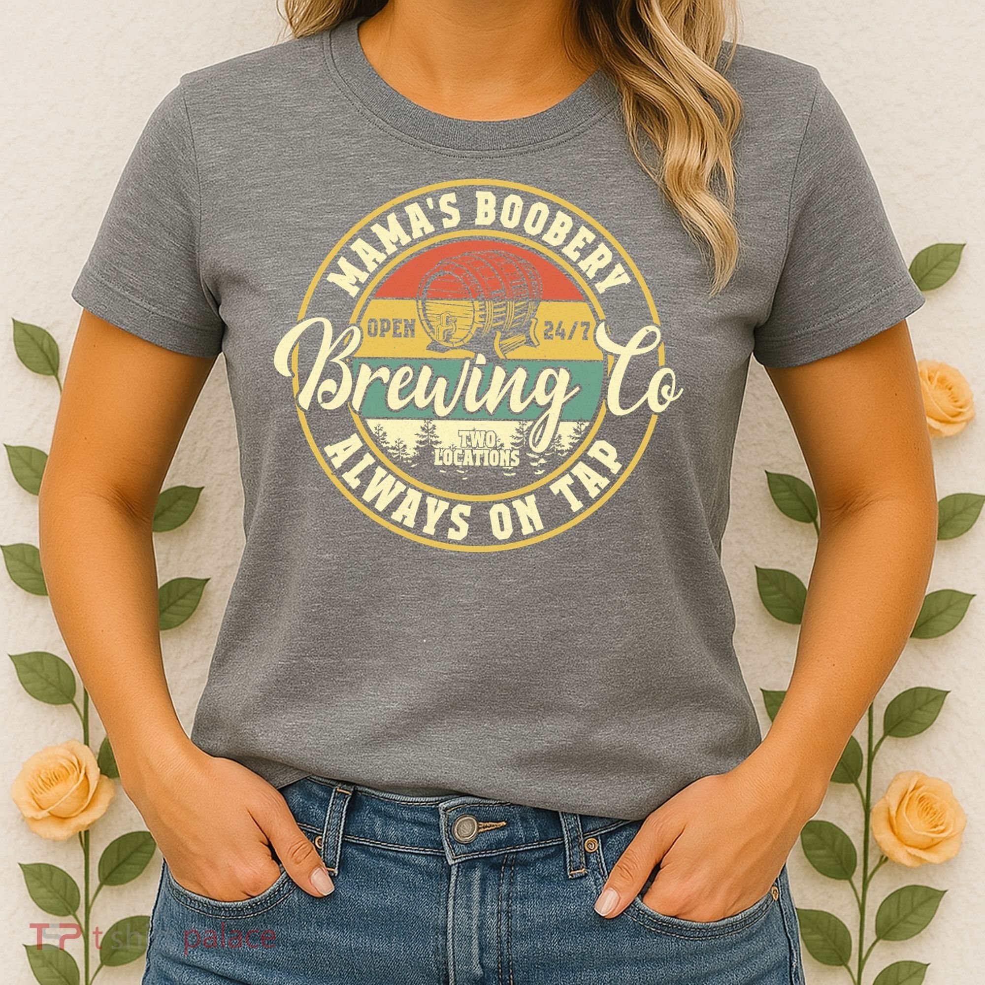 Mama Boobery Breastfeeding Brewery New Mom Brewing Co Retro Women's T-Shirt
