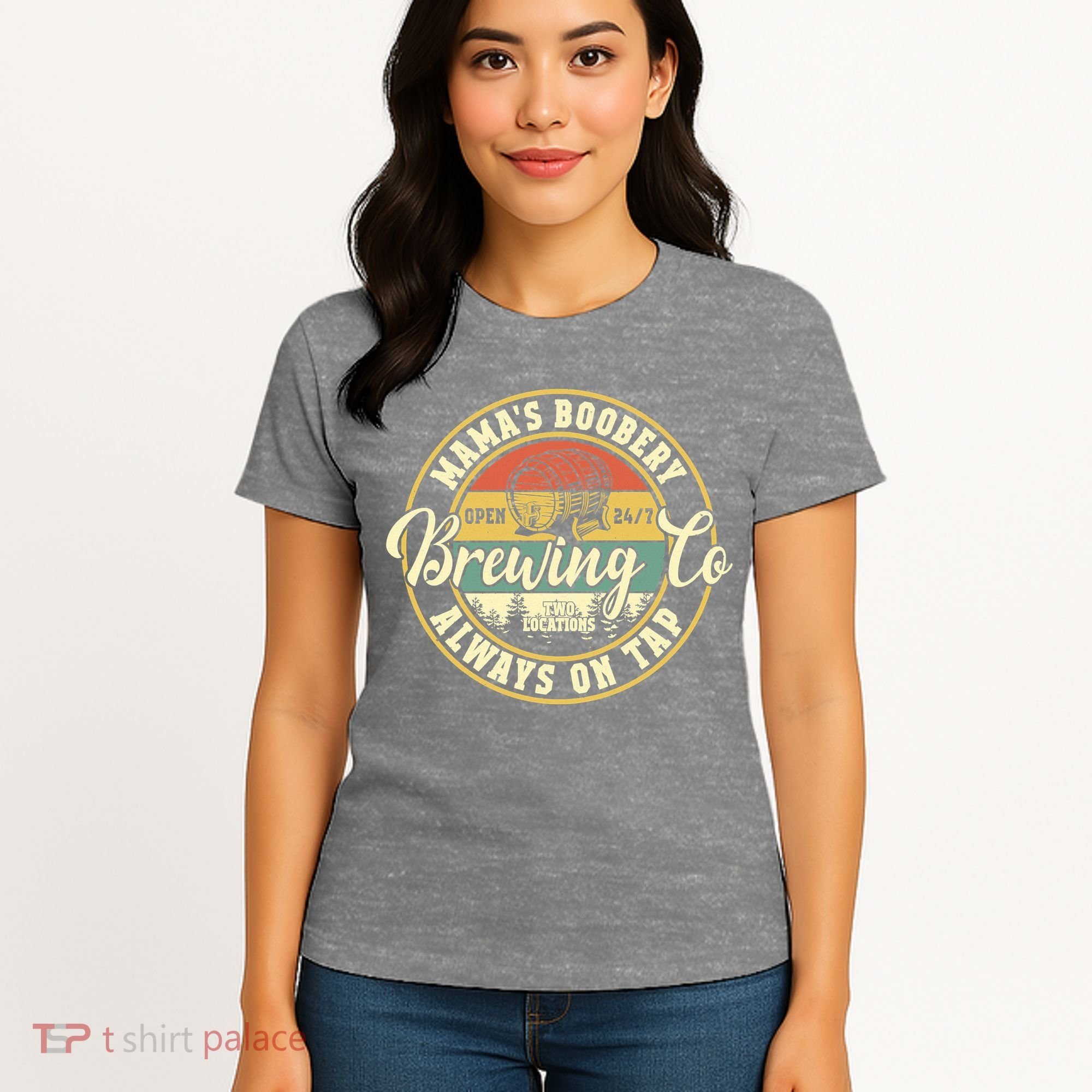 Mama Boobery Breastfeeding Brewery New Mom Brewing Co Retro Women's T-Shirt