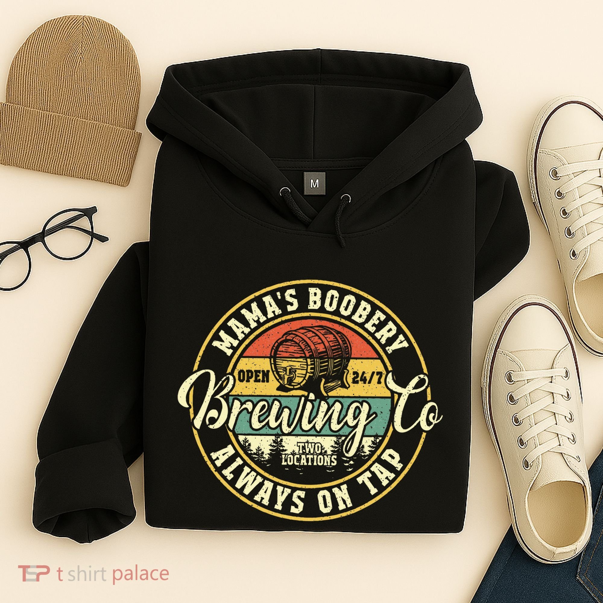 Mama Boobery Breastfeeding Brewery New Mom Brewing Co Retro Hoodie