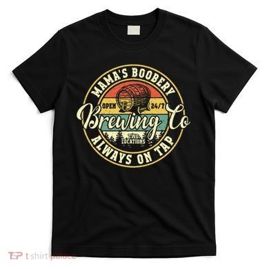 Mama Boobery Breastfeeding Brewery New Mom Brewing Co Retro T-Shirt